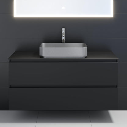 Fristående rektangulärt tvättställ – 52×34×12 cm – rostfritt stål, svartlackerad – mattsvart – Ljørdal
