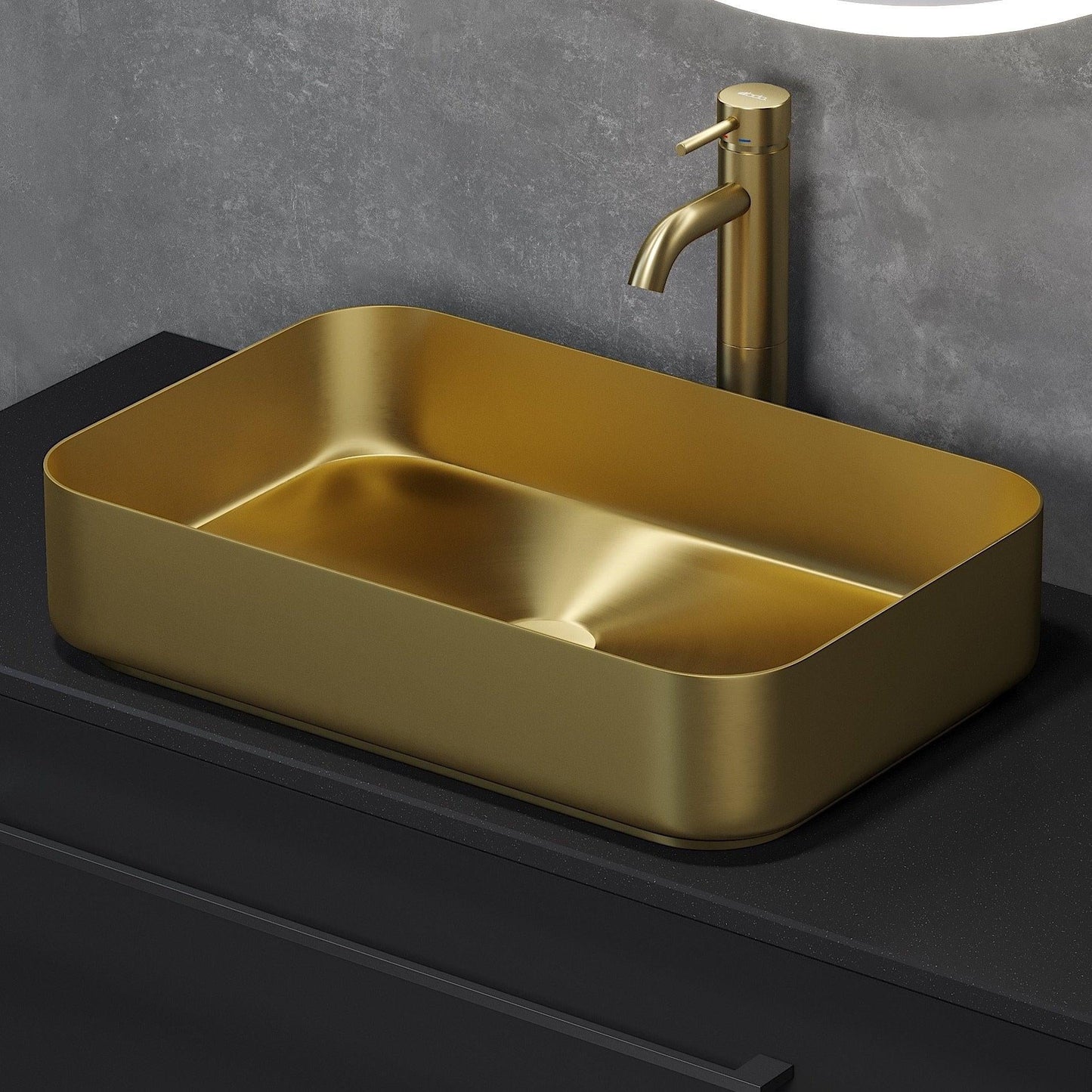 Fristående rektangulärt tvättställ – 52×34×12 cm – rostfritt stål, svartlackerad – mattsvart – Ljørdal