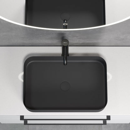 Fristående rektangulärt tvättställ – 52×34×12 cm – rostfritt stål – borstad mässing – Ljørdal