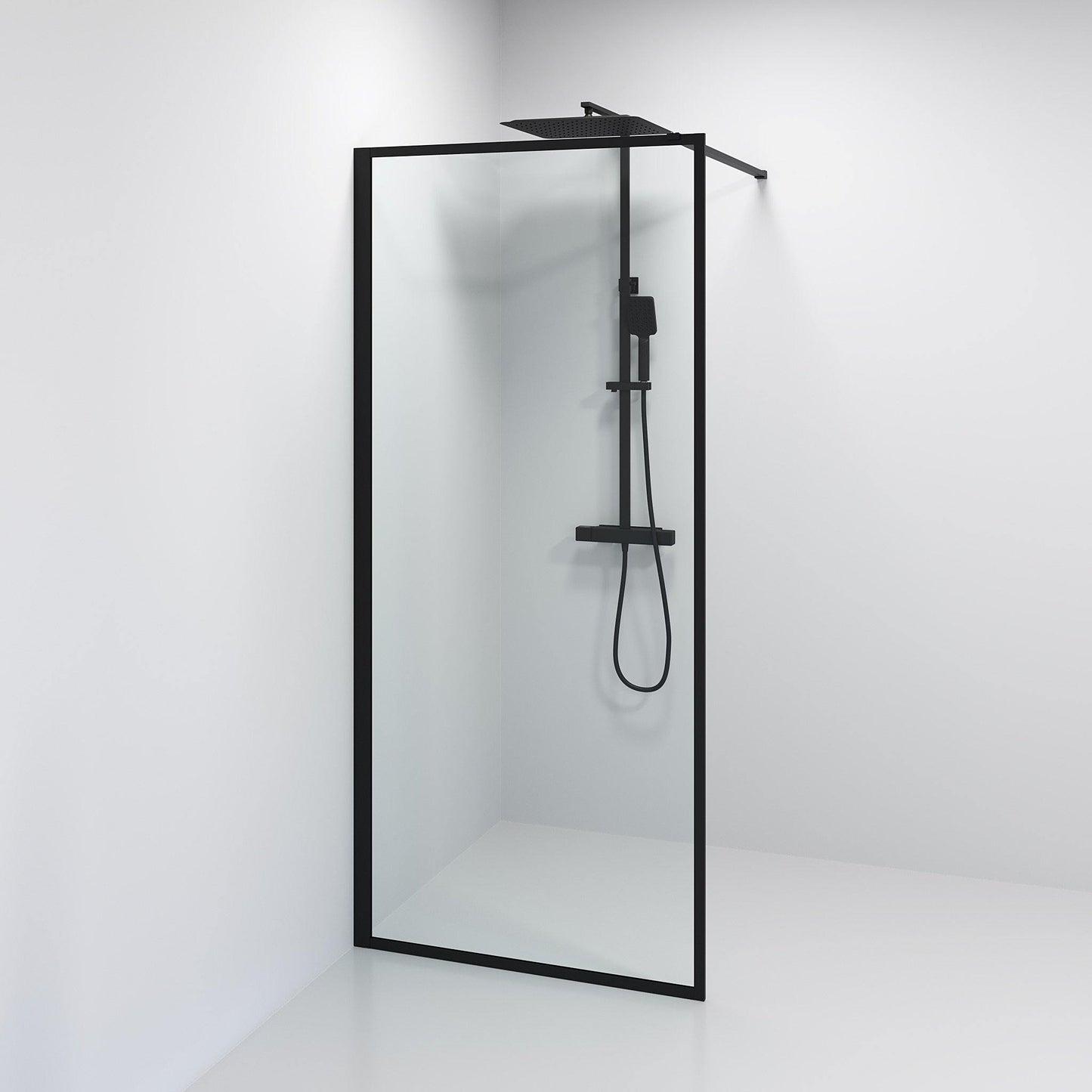 Duschvägg 80x200 cm - 8 mm klart nanoglas - mattsvart ram - Gotland