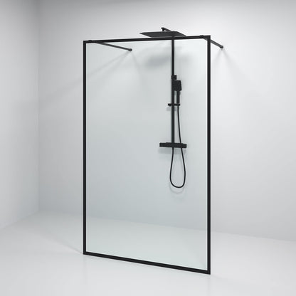 Duschvägg 80x200 cm - 8 mm klart nanoglas - mattsvart ram - Gotland