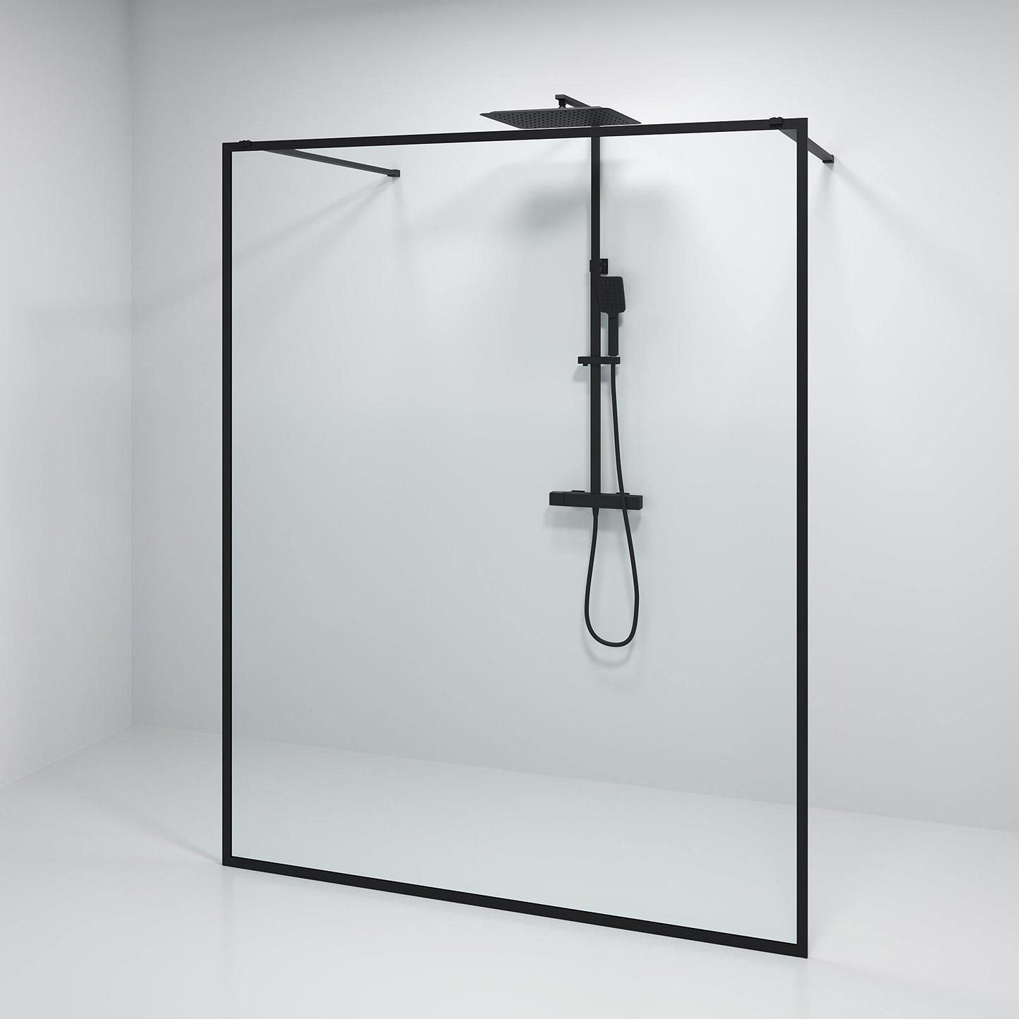 Duschvägg 80x200 cm - 8 mm klart nanoglas - mattsvart ram - Gotland