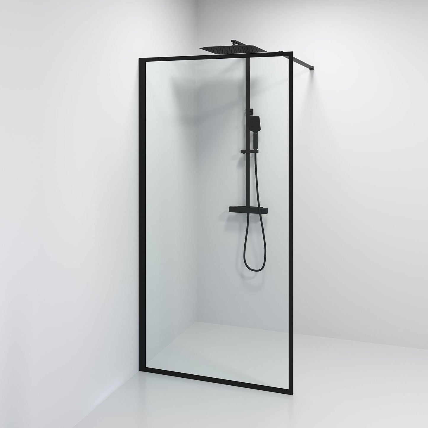 Duschvägg 80x200 cm - 8 mm klart nanoglas - mattsvart ram - Gotland