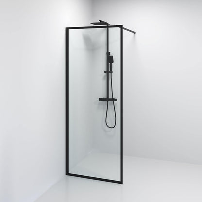 Duschvägg 120x200 cm - 8 mm klart nanoglas - mattsvart ram - Gotland