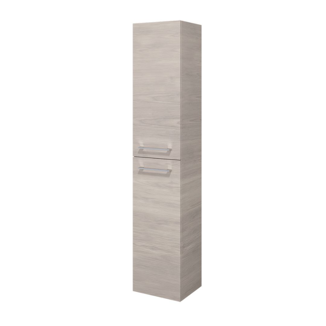 Högskåp - 35x30x174 cm - 2 dörrar med kromade handtag - ljust trä - Moland