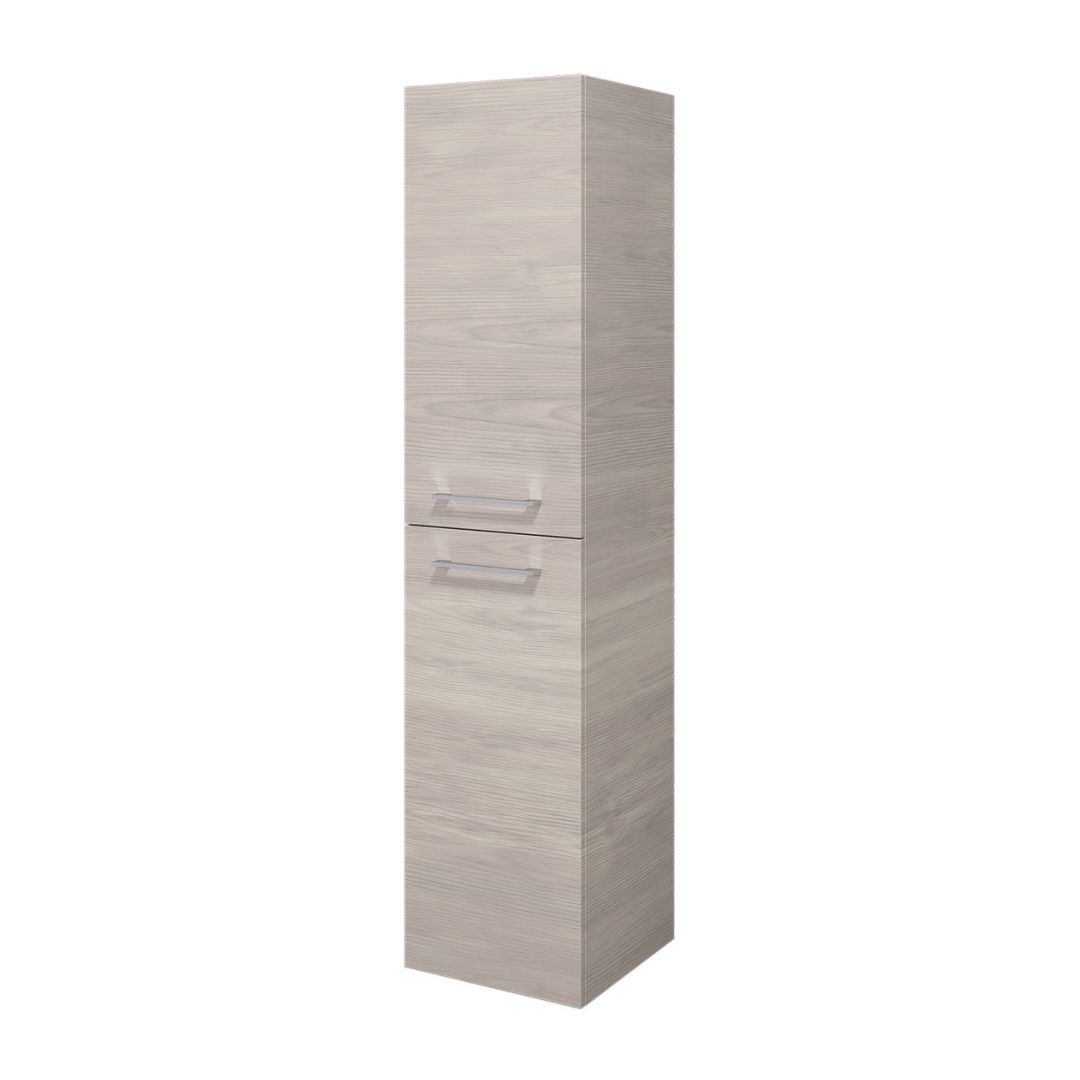 Högskåp - 35x30x174 cm - 2 dörrar med kromade handtag - ljust trä - Moland
