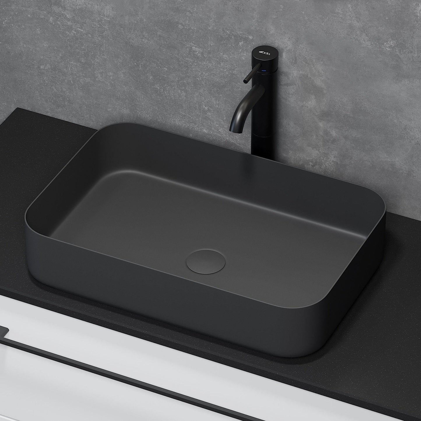 Fristående rektangulärt tvättställ – 52×34×12 cm – rostfritt stål, vitlackerad – mattvit – Ljørdal