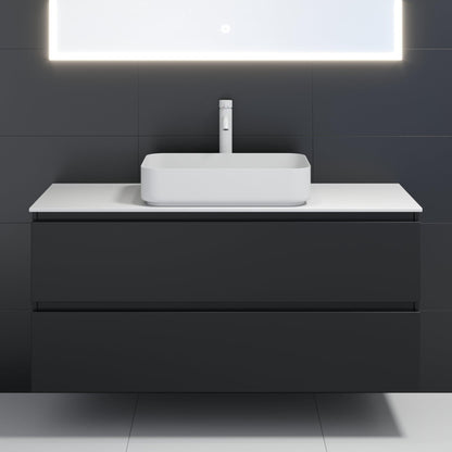 Fristående rektangulärt tvättställ – 52×34×12 cm – rostfritt stål, vitlackerad – mattvit – Ljørdal