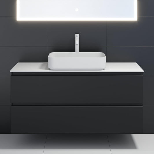 Fristående rektangulärt tvättställ – 52×34×12 cm – rostfritt stål, vitlackerad – mattvit – Ljørdal
