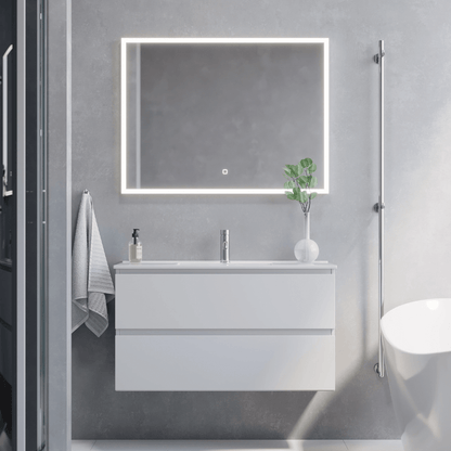 Badrumsmöbel med klassiska integrerade fronter - SLIM - 60x36x57 cm - mattvit - vitt porslinstvättställ - Sandshamn