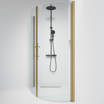 Duschhörna halvrund 70x100x198 cm - 6 mm klart nanoglas - bronsprofil - Vänern