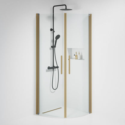 Duschhörna halvrund 80x100x198 cm - 6 mm klart nanoglas - bronsprofil - Vänern