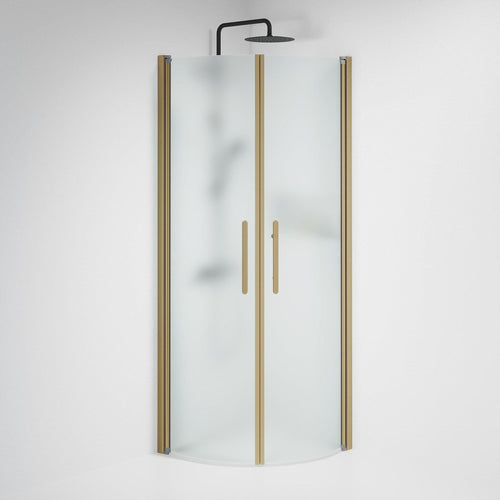 Duschhörna halvrund 70x70x198 cm - 6 mm frostat nanoglas - bronsprofil - Vänern