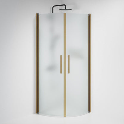 Duschhörna halvrund 70x70x198 cm - 6 mm frostat nanoglas - bronsprofil - Vänern