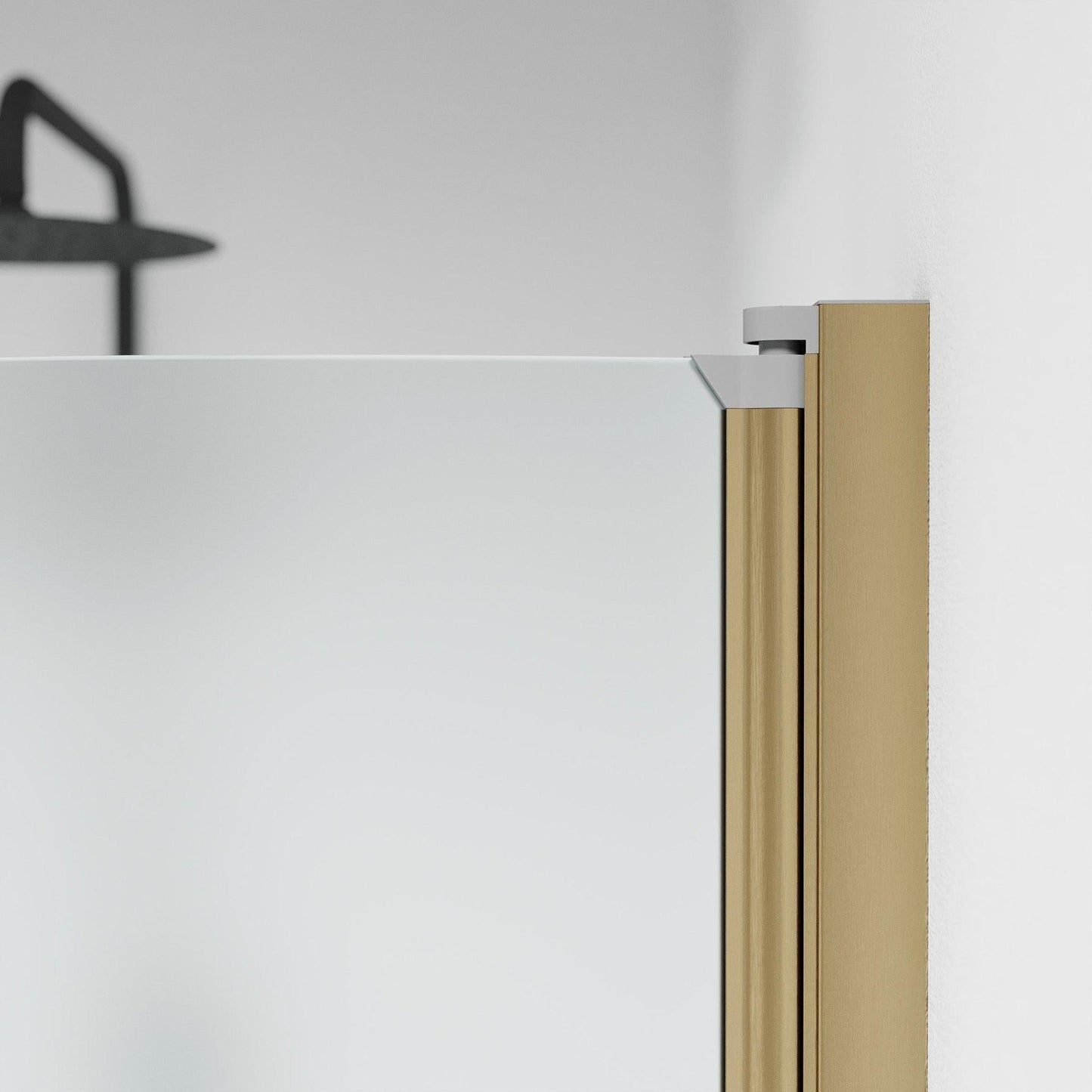 Duschhörna halvrund 70x90x198 cm - 6 mm frostat nanoglas - bronsprofil - Vänern