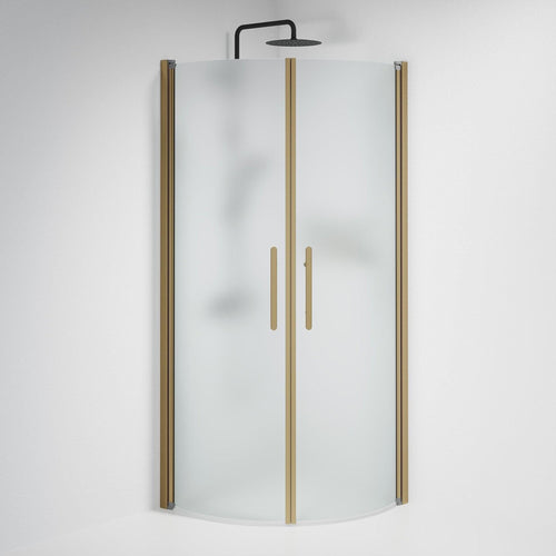 Duschhörna halvrund 70x90x198 cm - 6 mm frostat nanoglas - bronsprofil - Vänern
