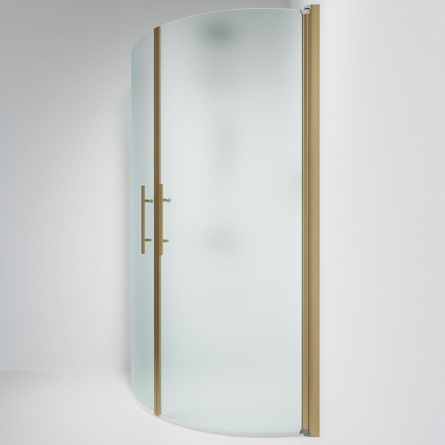Duschhörna halvrund 80x80x198 cm - 6 mm frostat nanoglas - bronsprofil - Vänern