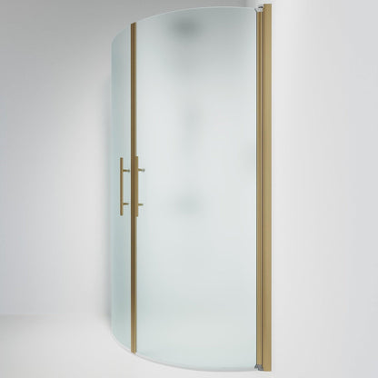 Duschhörna halvrund 80x80x198 cm - 6 mm frostat nanoglas - bronsprofil - Vänern