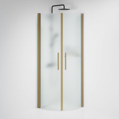 Duschhörna halvrund 80x80x198 cm - 6 mm frostat nanoglas - bronsprofil - Vänern
