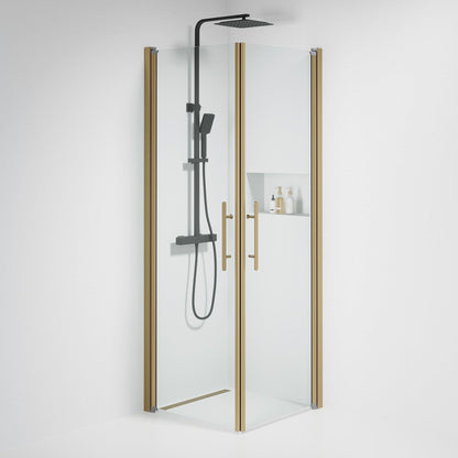 Duschhörna fyrkantig 70x90x198 cm - 6 mm klart nanoglas - bronsprofil - Vänern