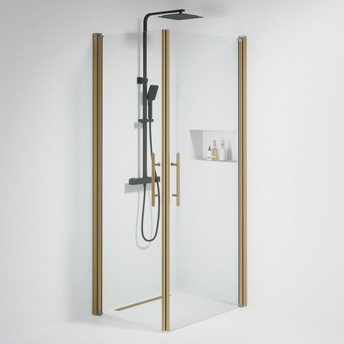 Duschhörna fyrkantig 70x90x198 cm - 6 mm klart nanoglas - bronsprofil - Vänern