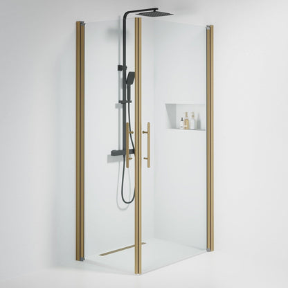 Duschhörna fyrkantig 70x90x198 cm - 6 mm klart nanoglas - bronsprofil - Vänern