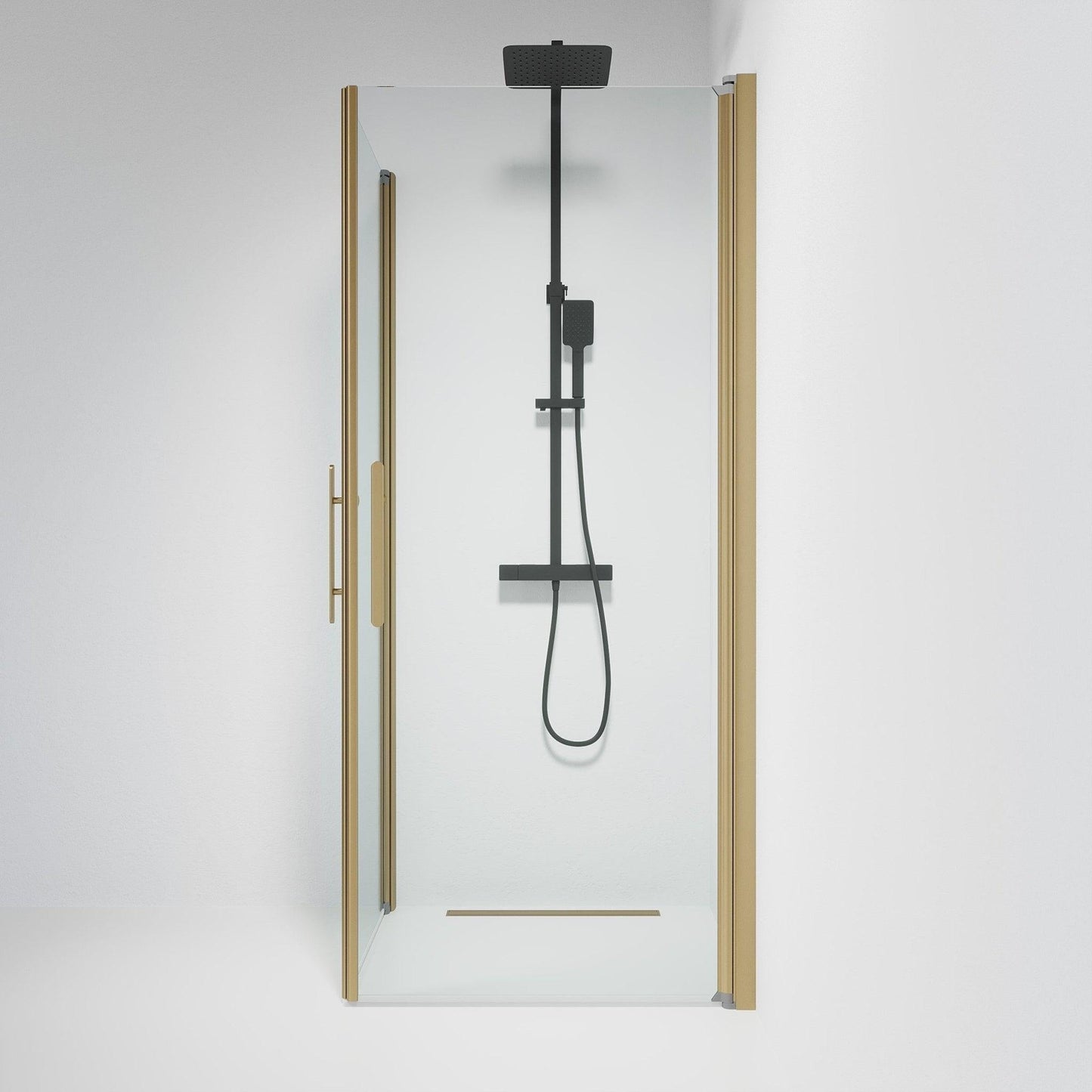 Duschhörna fyrkantig 80x90x198 cm - 6 mm klart nanoglas - bronsprofil - Vänern