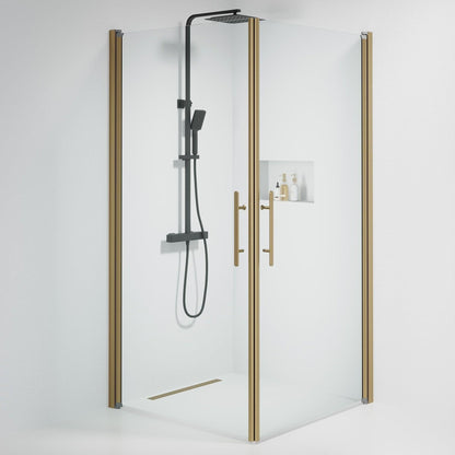 Duschhörna fyrkantig 80x100x198 cm - 6 mm klart nanoglas - bronsprofil - Vänern