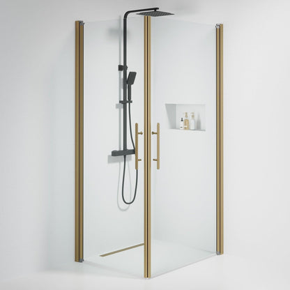 Duschhörna fyrkantig 80x100x198 cm - 6 mm klart nanoglas - bronsprofil - Vänern