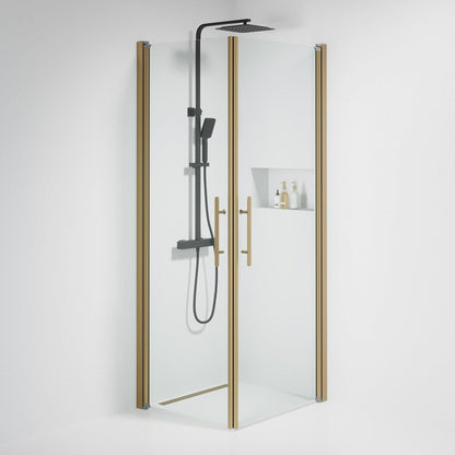 Duschhörna fyrkantig 90x90x198 cm - 6 mm klart nanoglas - bronsprofil - Vänern