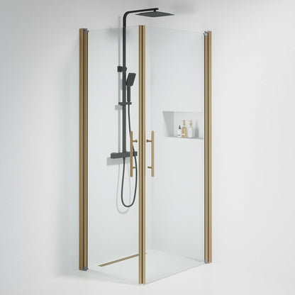 Duschhörna fyrkantig 90x100x198 cm - 6 mm klart nanoglas - bronsprofil - Vänern