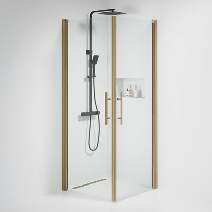 Duschhörna fyrkantig 90x100x198 cm - 6 mm klart nanoglas - bronsprofil - Vänern