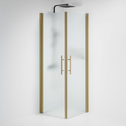 Duschhörna fyrkantig 70x70x198 cm - 6 mm frostat nanoglas - bronsprofil - Vänern
