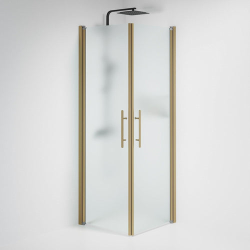 Duschhörna fyrkantig 70x70x198 cm - 6 mm frostat nanoglas - bronsprofil - Vänern