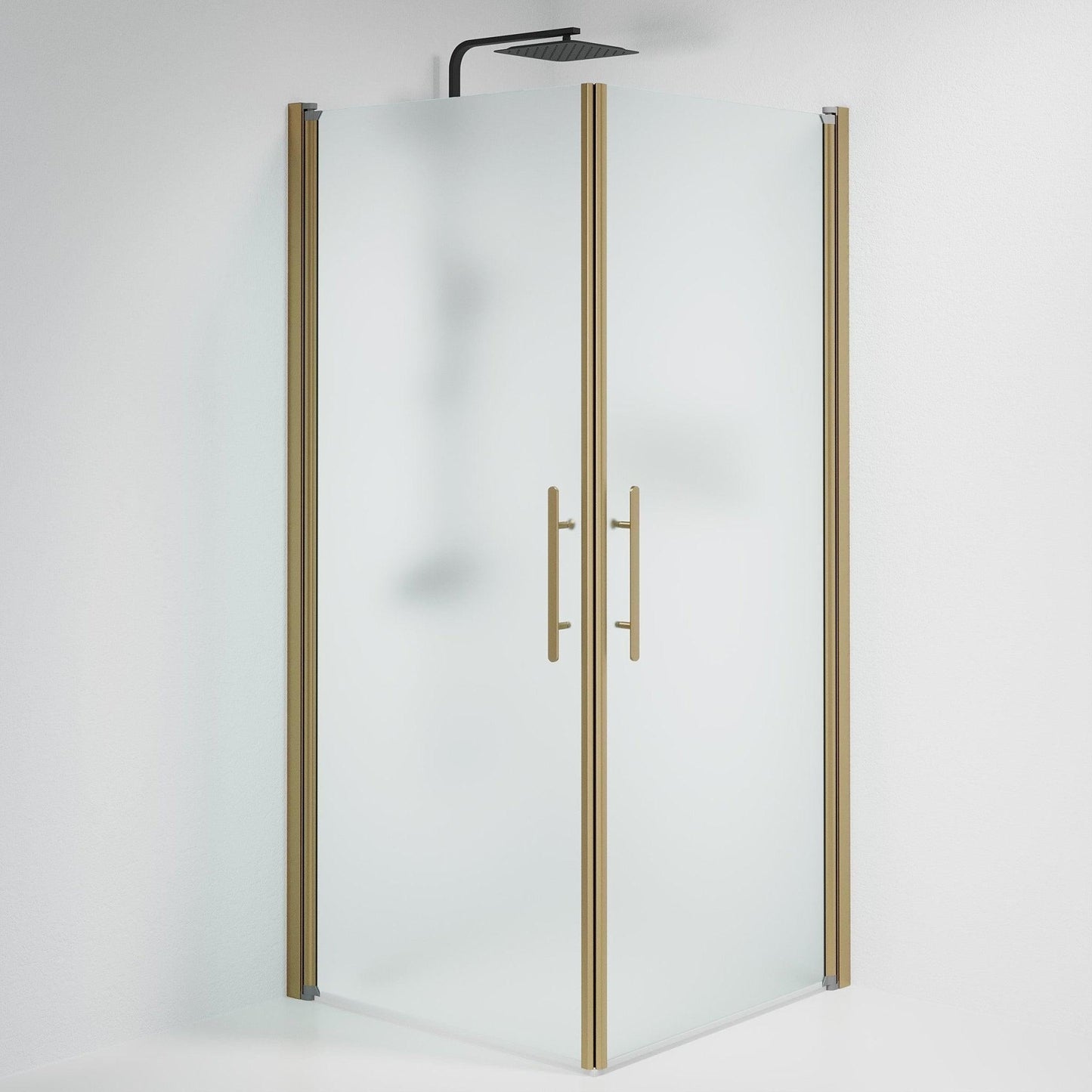 Duschhörna fyrkantig 70x80x198 cm - 6 mm frostat nanoglas - bronsprofil - Vänern