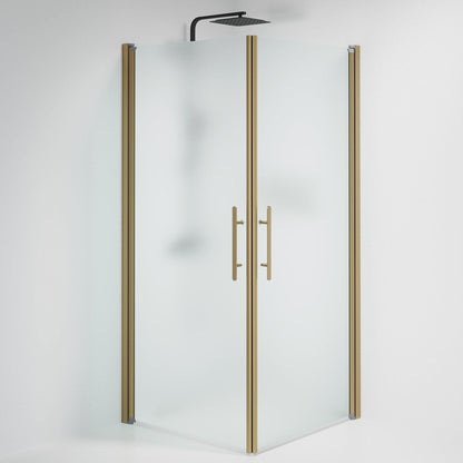 Duschhörna fyrkantig 70x80x198 cm - 6 mm frostat nanoglas - bronsprofil - Vänern