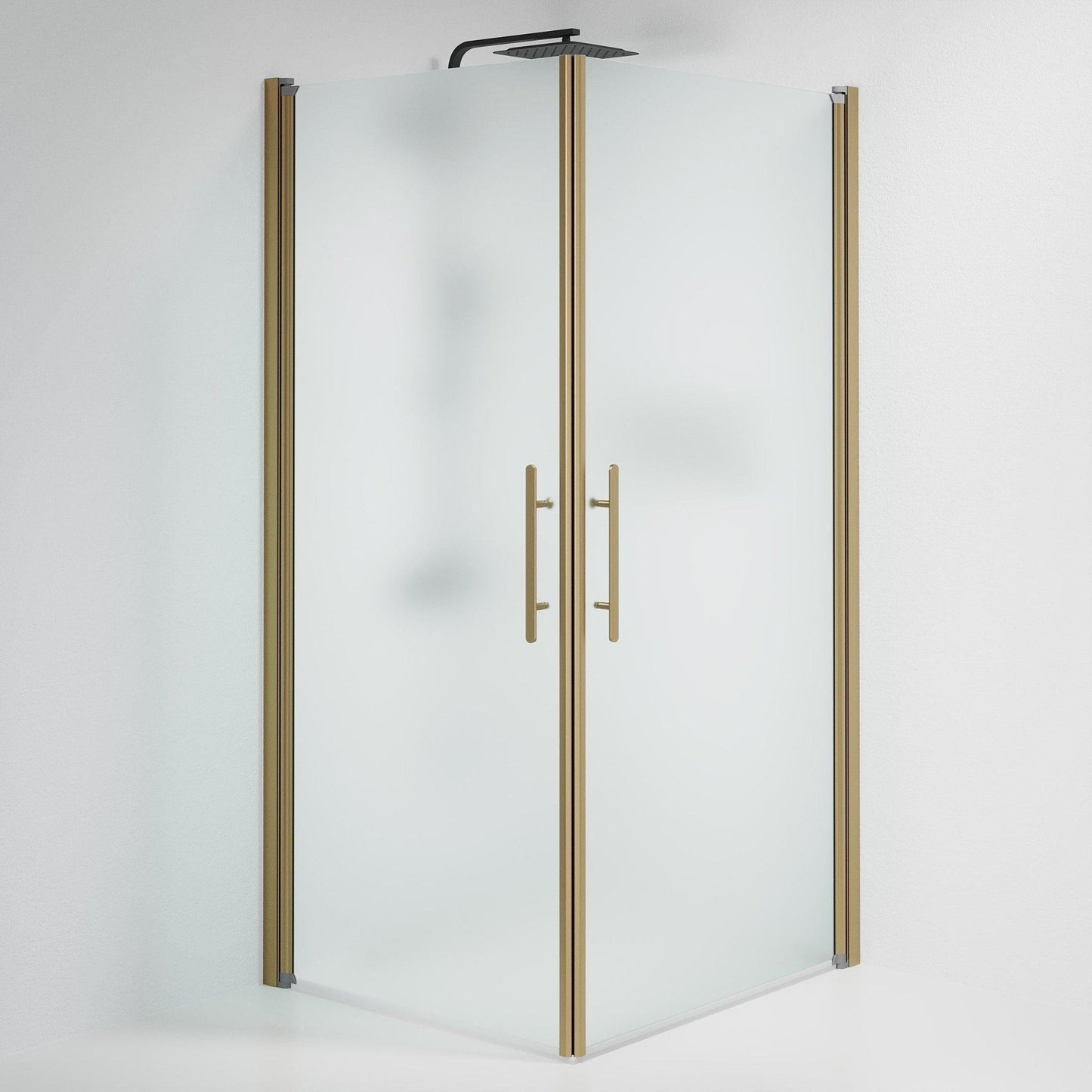 Duschhörna fyrkantig 70x80x198 cm - 6 mm frostat nanoglas - bronsprofil - Vänern