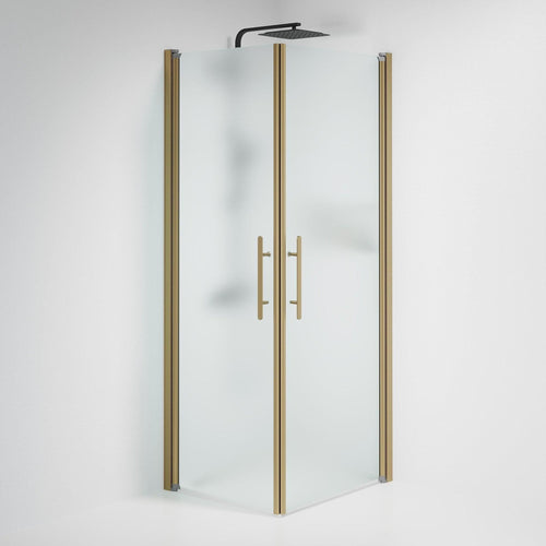 Duschhörna fyrkantig 70x80x198 cm - 6 mm frostat nanoglas - bronsprofil - Vänern