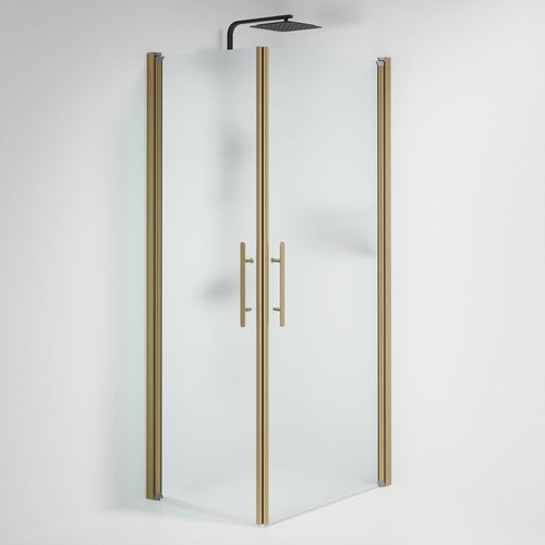 Duschhörna fyrkantig 70x90x198 cm - 6 mm frostat nanoglas - bronsprofil - Vänern