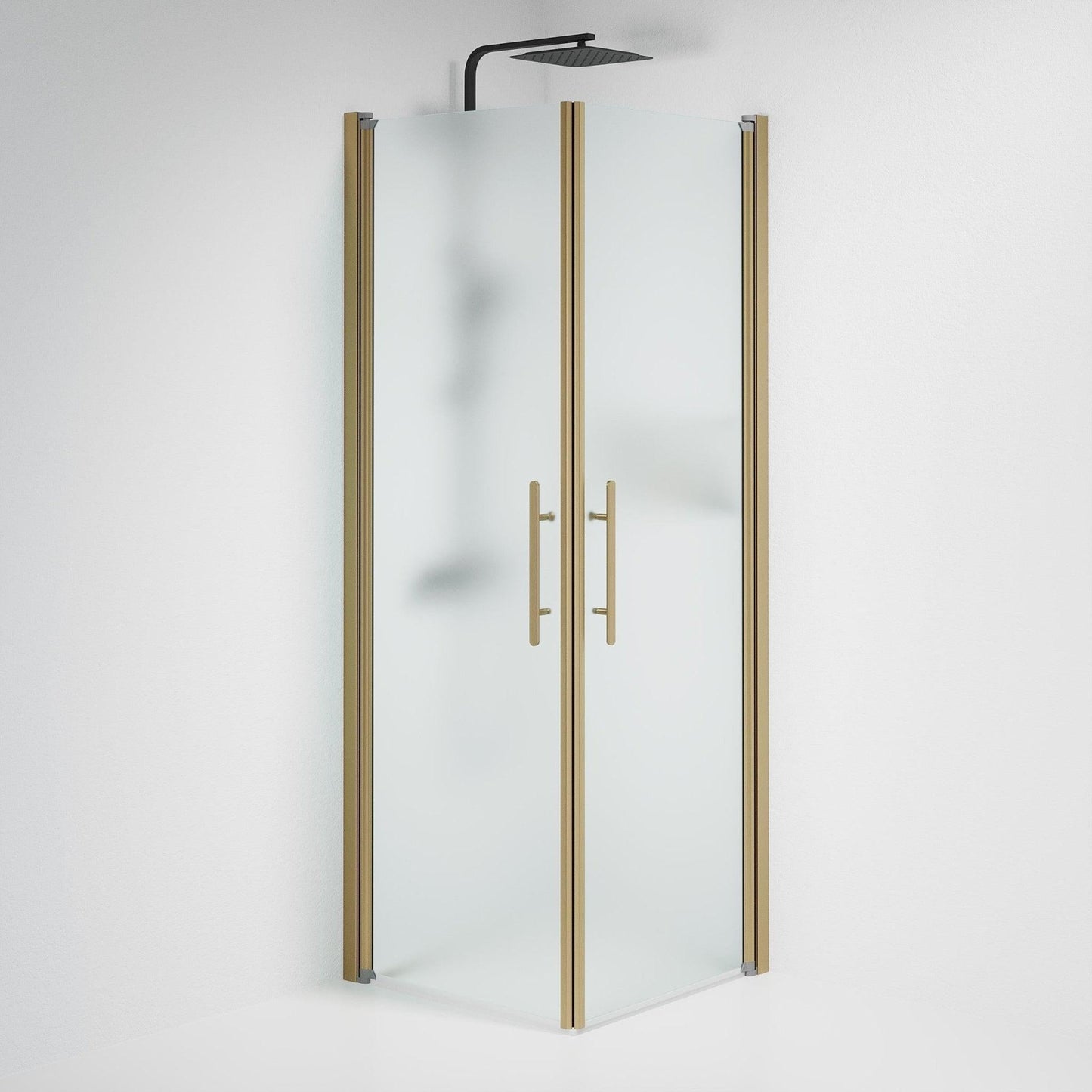 Duschhörna fyrkantig 70x90x198 cm - 6 mm frostat nanoglas - bronsprofil - Vänern