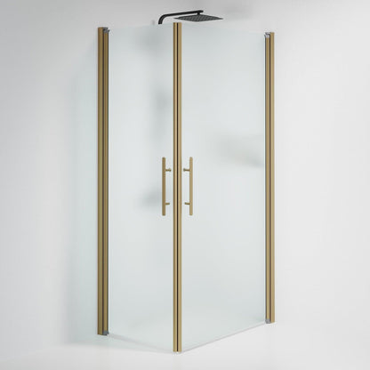 Duschhörna fyrkantig 70x90x198 cm - 6 mm frostat nanoglas - bronsprofil - Vänern