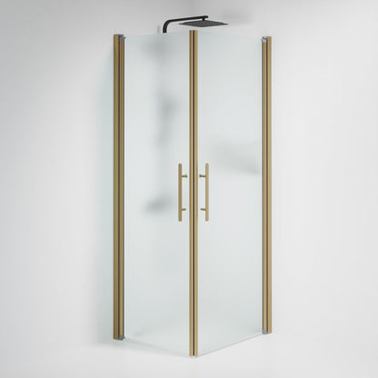 Duschhörna fyrkantig 70x90x198 cm - 6 mm frostat nanoglas - bronsprofil - Vänern