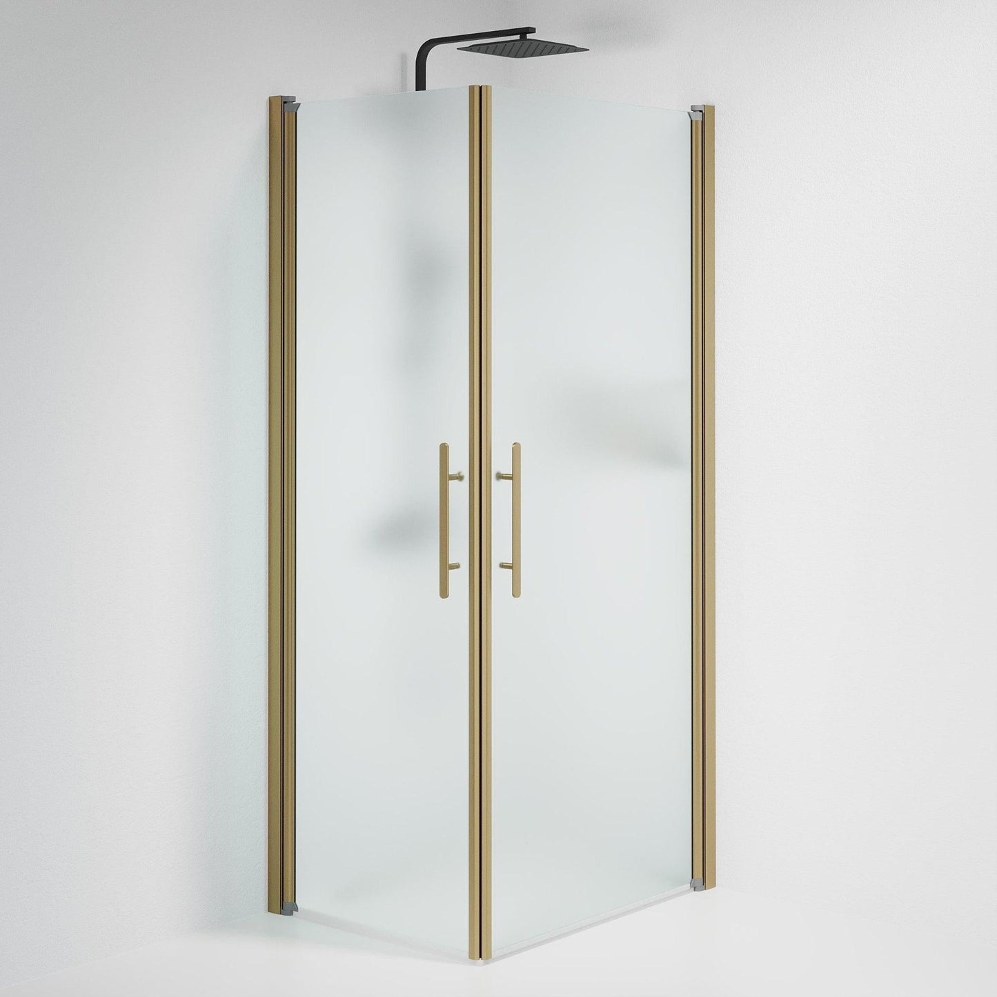 Duschhörna fyrkantig 70x100x198 cm - 6 mm frostat nanoglas - bronsprofil - Vänern