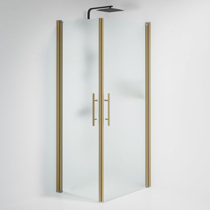 Duschhörna fyrkantig 70x100x198 cm - 6 mm frostat nanoglas - bronsprofil - Vänern