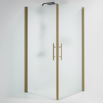 Duschhörna fyrkantig 70x100x198 cm - 6 mm frostat nanoglas - bronsprofil - Vänern