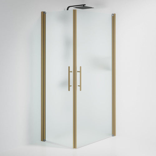 Duschhörna fyrkantig 70x100x198 cm - 6 mm frostat nanoglas - bronsprofil - Vänern
