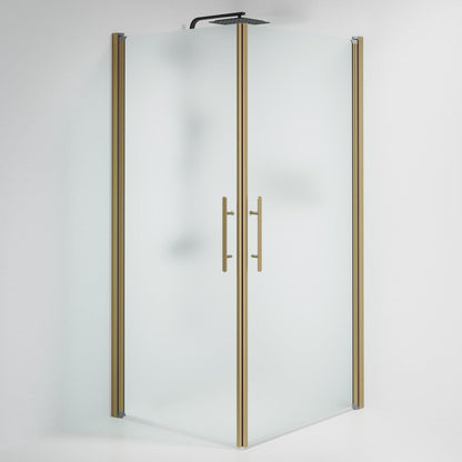 Duschhörna fyrkantig 70x100x198 cm - 6 mm frostat nanoglas - bronsprofil - Vänern