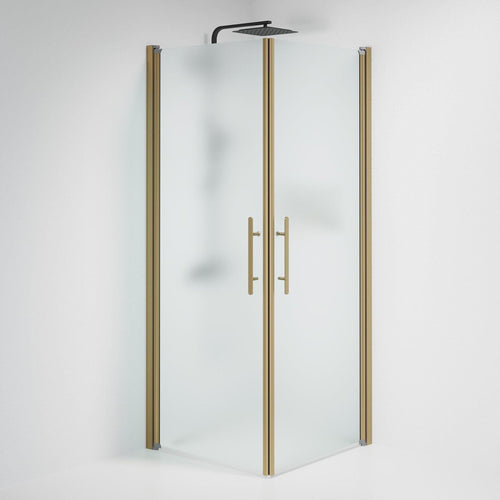 Duschhörna fyrkantig 80x80x198 cm - 6 mm frostat nanoglas - bronsprofil - Vänern