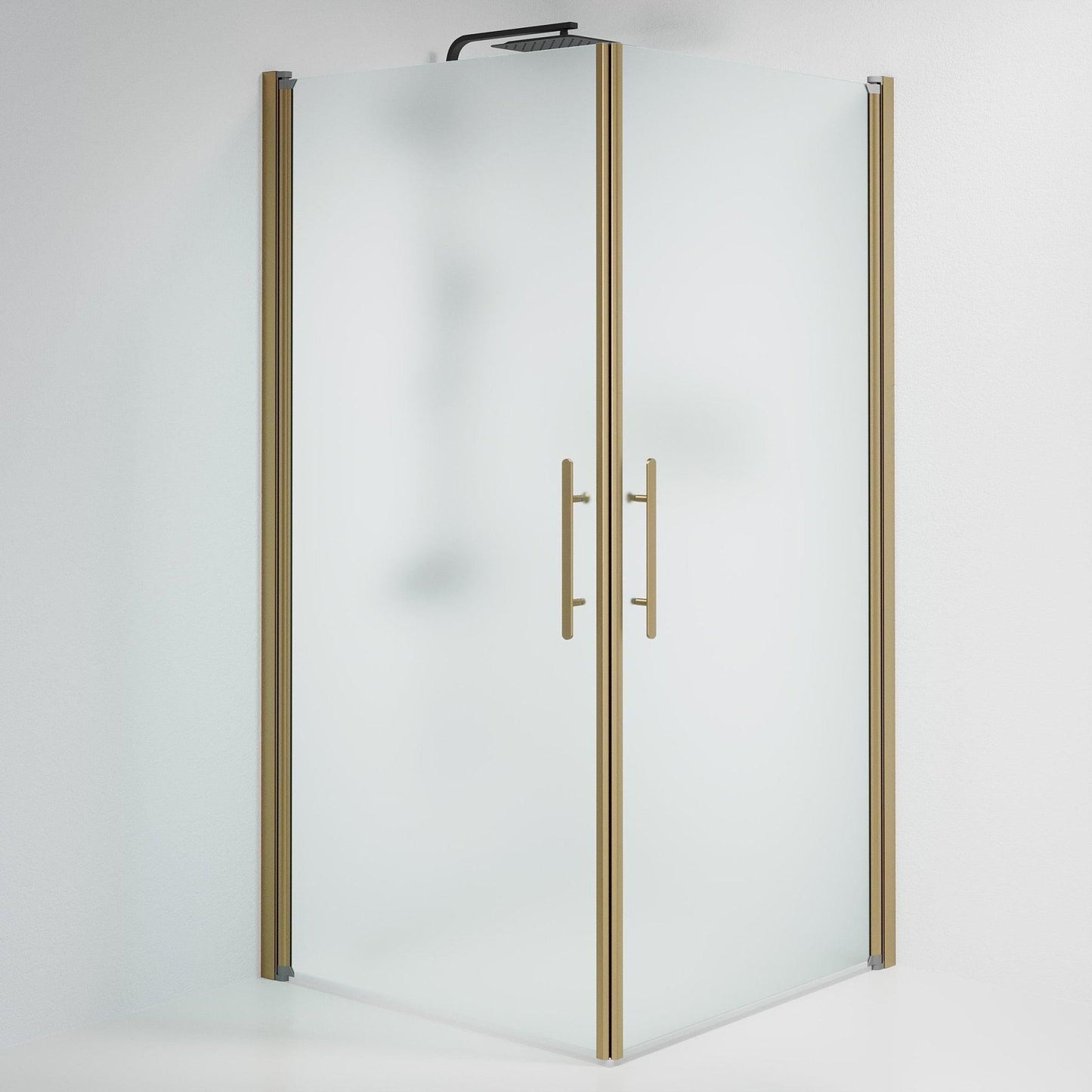 Duschhörna fyrkantig 80x90x198 cm - 6 mm frostat nanoglas - bronsprofil - Vänern