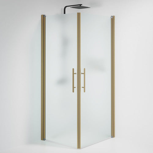 Duschhörna fyrkantig 80x90x198 cm - 6 mm frostat nanoglas - bronsprofil - Vänern